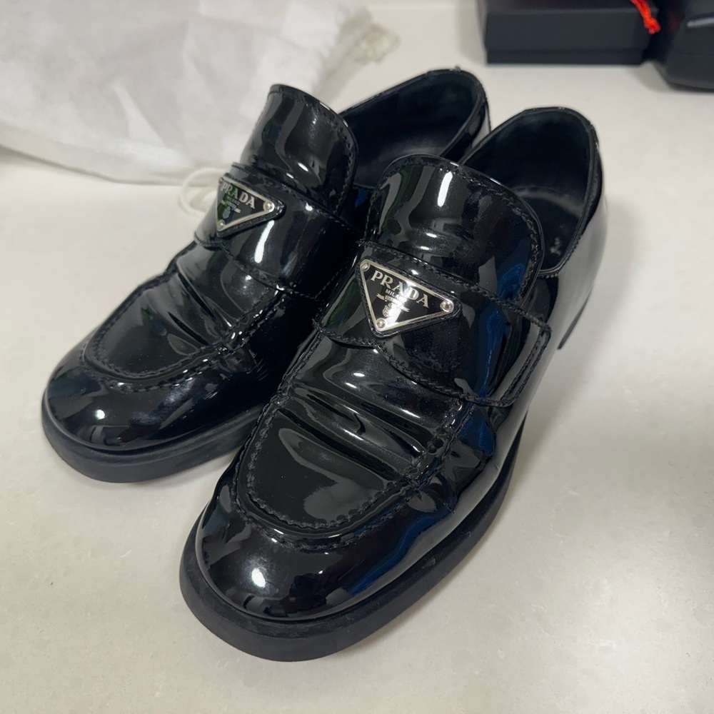 Prada Black Patent Leather Loafers